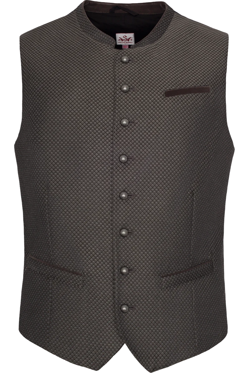 Herren Trachtenweste elastisch mit Jacquardmuster - braun
