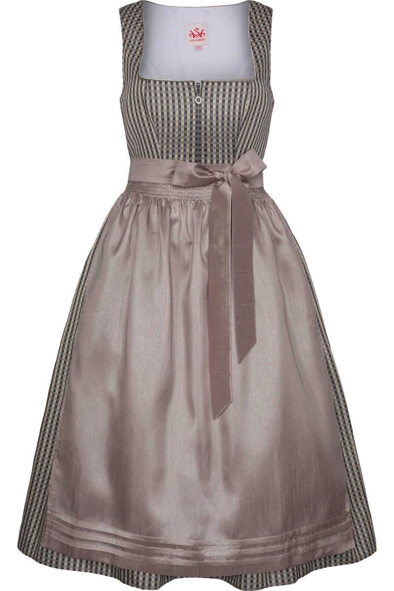 Midi-Dirndl mit Karomuster - taupe